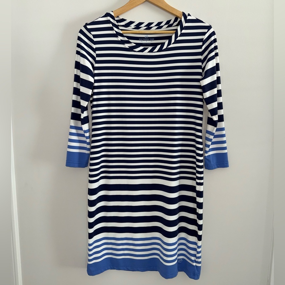 Southern Tide Camille Striped Performance Long Sleeve Dress Size S